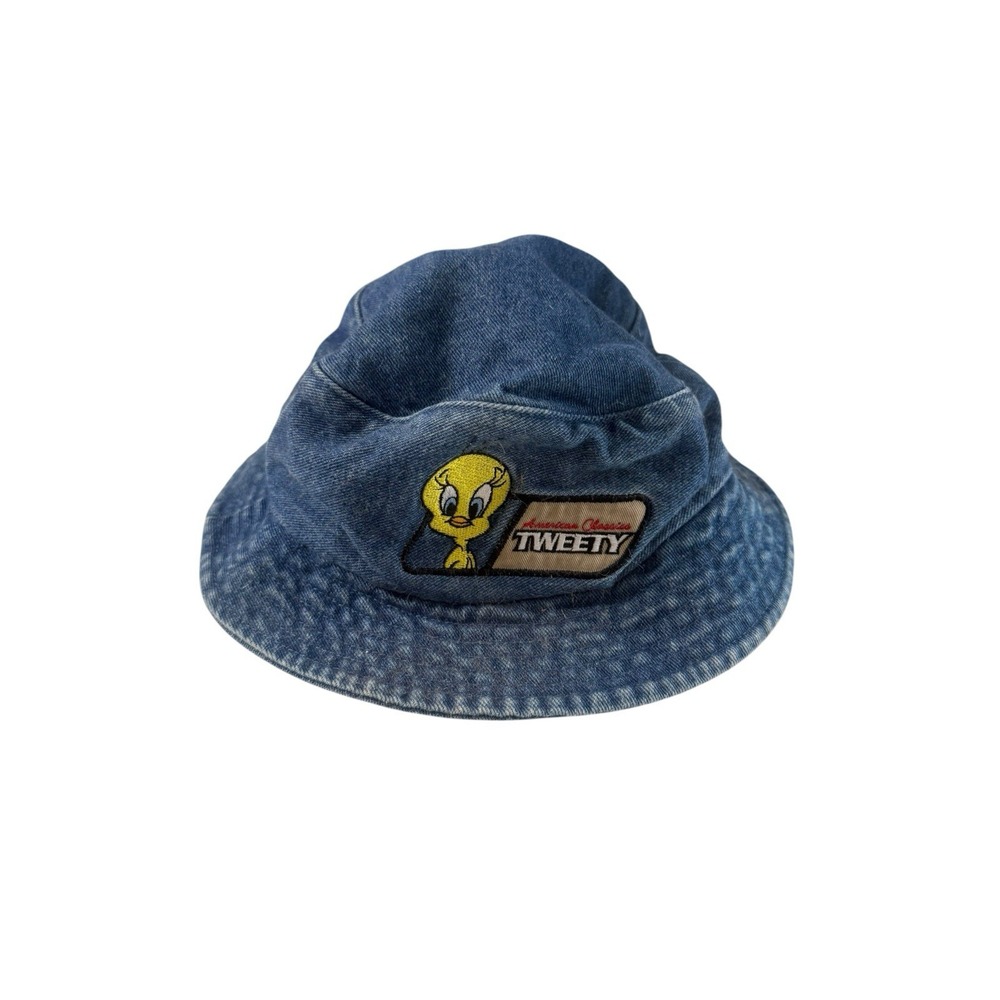 vintage 1990's 90's denim chambray Tweety Bird bucket hat from Looney Tunes
